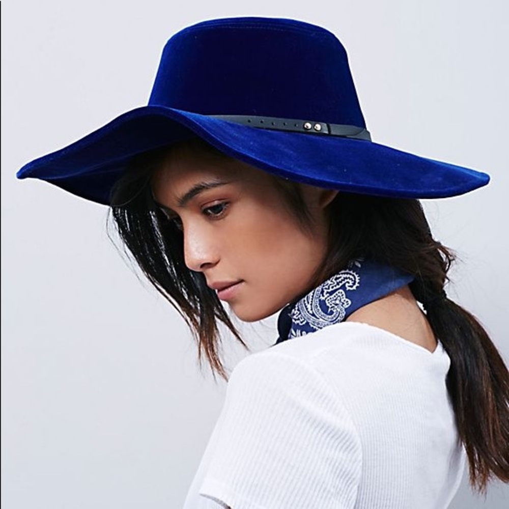 Free people Velvet wide brim hat